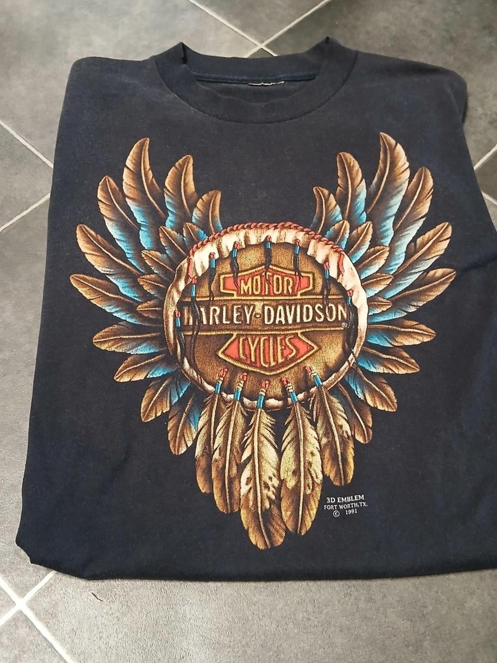 3d Emblem Harley Davidson Large Men's Black Short Sleeve T-Shirt